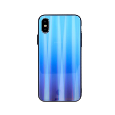 Apple Rainbow szilikon tok üveg hátlappal - Apple iPhone 6 / 6S (4.7) világoskék tok és táska