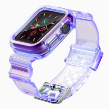 Apple Watch 4-6 / SE (44mm) Light Strap Set okosóra szíj tokkal, Lila okosóra kellék