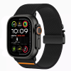  Apple Watch 4-6, SE, SE (2022), SE (2025) (42 / 44 mm) / Watch 7-9 (45 mm) / Watch 10-11 (46 mm) / Watch Ultra 1-3 (49 mm), textíl pótszíj, nylon, állítható, TP Nylon Clasp, fekete