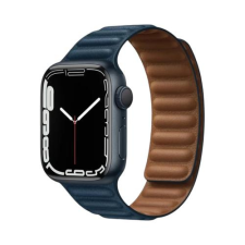 Apple Watch Mágneses Bőr Szíj - Sötétkék, 38/40/41 mm okosóra kellék