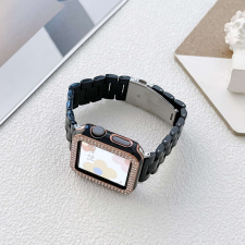 Apple Watch óraszíj, kompatibilis 38/40/41mm kijelzőjű okosórákkal, fekete okosóra kellék