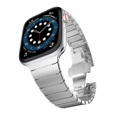  Apple Watch | Pillangózáras, ezüst, rozsdamentes fém szíj | 38, 40, 41mm | President kollekció okosóra kellék