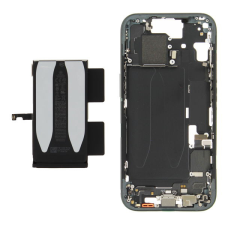 Apple ZD076-00669 Gyári Apple iPhone 15 Fekete középső keret akkumulátorral, fekete mobiltelefon, tablet alkatrész