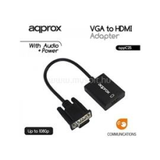 Approx Átalakító - VGA to HDMI Adapter + audio input (APPC25) kábel és adapter