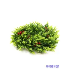  Aprólevelű műfenyő koszorú bogyóval 35cm - Zöld dekorációs kellék