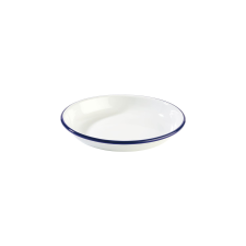 APS "Enamelware" Mélytányér, fehér/kék, Magasság: 35 mm, átmérő: 180 mm tányér és evőeszköz