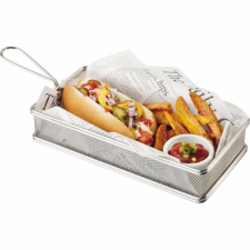 APS Felszolgáló kosárka rozsdamentes, APS, 13x26x3,5 cm, téglalap alakú konyhai eszköz