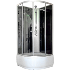 Aqualife Hátfalas zuhanykabin 90x90x195cm íves, fekete, Opal 509 Aqualife kád, zuhanykabin