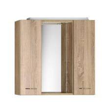 Aqualine ZOJA tükrösszekrény LED világítással, dugaljjal, kapcsolóval, 70x60x14cm, platina tölgy fürdőszoba bútor