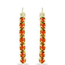  Arannyal Bevont Ezüst Fülbevaló Amerikai Tűzopállal - 2.95 Karát fülbevaló