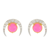 Arannyal Bevont Ezüst Fülbevaló Etiópiai Neon Pink Opállal és Fehér Topázzal, PCY10068