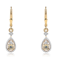  Arannyal Bevont Ezüst Fülbevaló Kék Gyémánttal és Fehér Gyémánttal, ROS651 fülbevaló