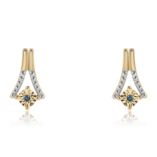  Arannyal Bevont Ezüst Fülbevaló Kék Gyémánttal, ROS658 fülbevaló