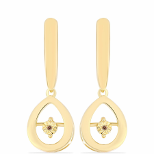  Arannyal Bevont Ezüst Fülbevaló Kognak Gyémánttal, Y61707 fülbevaló