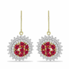 Arannyal Bevont Ezüst Fülbevaló Madagaszkári Rubinnal és Fehér Topázzal, Y57725