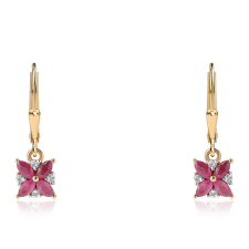  Arannyal Bevont Ezüst Fülbevaló Mozambiquei Rubinnal és Fehér Topázzal fülbevaló