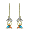  Arannyal Bevont Ezüst Fülbevaló Osztriga Türkizzel és Fehér Topázzal, Y60026