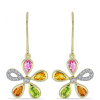  Arannyal Bevont Ezüst Fülbevaló Rosebery Szivárvány Zafírral és Fehér Topázzal, Y59719