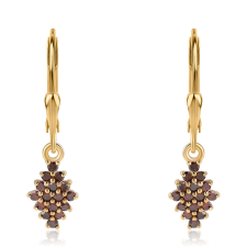  Arannyal Bevont Ezüst Fülbevaló Vörös Gyémánttal, ROS422 fülbevaló