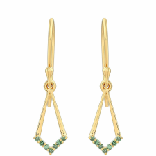  Arannyal Bevont Ezüst Fülbevaló Zöld Gyémánttal, PCY11298 fülbevaló