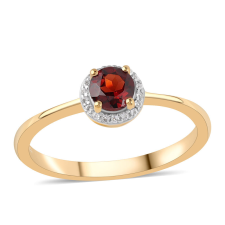  Arannyal Bevont Ezüst Gyűrű Barton Gránáttal és Fehér Topázzal, ROS230/57 gyűrű