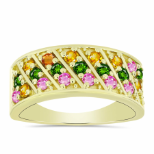  Arannyal Bevont Ezüst Gyűrű Csakra Tourmalinnal, Y61060/57 gyűrű