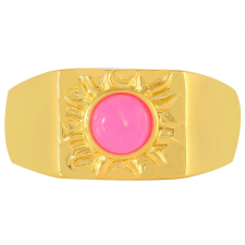  Arannyal Bevont Ezüst Gyűrű Etiópiai Neon Pink Opállal, PCY10022/62 gyűrű