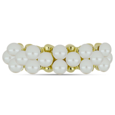  Arannyal Bevont Ezüst Gyűrű Fehér Édesvízi Kagylógyönggyel, Y61535/54 gyűrű