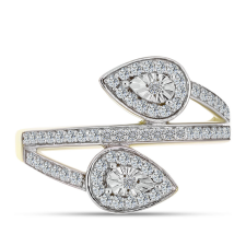  Arannyal Bevont Ezüst Gyűrű Fehér Gyémánttal és Fehér Topázzal, Y63185/57 gyűrű