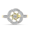  Arannyal Bevont Ezüst Gyűrű Fehér Gyémánttal és Fehér Topázzal, Y63192/57