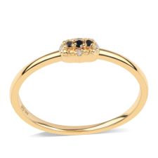  Arannyal Bevont Ezüst Gyűrű Fekete Gyémánttal és Fehér Gyémánttal, ROS764/59 gyűrű