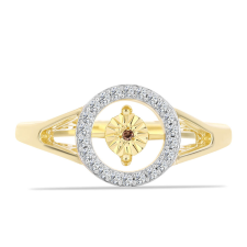  Arannyal Bevont Ezüst Gyűrű Kognak Gyémánttal és Fehér Topázzal, Y61702/59 gyűrű