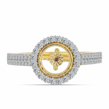  Arannyal Bevont Ezüst Gyűrű Kognak Gyémánttal és Fehér Topázzal, Y61765/57 gyűrű