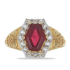 Arannyal Bevont Ezüst Gyűrű Madagaszkári Rubinnal és Fehér Topázzal, Y51974/57