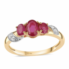  Arannyal Bevont Ezüst Gyűrű Mozambiquei Rubinnal és Fehér Topázzal, ROS504/57 gyűrű