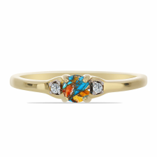  Arannyal Bevont Ezüst Gyűrű Osztriga Türkizzel és Fehér Topázzal, Y59989/57 gyűrű
