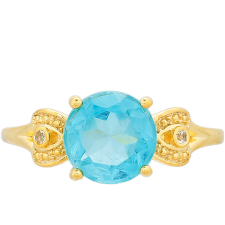  Arannyal Bevont Ezüst Gyűrű Paraiba Kvarccal és Fehér Topázzal, PCY11390/52 gyűrű