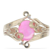  Arannyal Bevont Ezüst Gyűrű Pink Opállal és Fehér Topázzal, Y47473/54 gyűrű