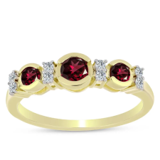  Arannyal Bevont Ezüst Gyűrű Rhodolit Gránáttal és Fehér Topázzal, Y63111/54 gyűrű
