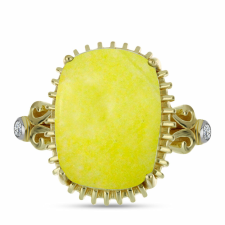  Arannyal Bevont Ezüst Gyűrű Sárga Szerpentinnel és Fehér Topázzal, Y58302/59 gyűrű