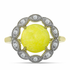  Arannyal Bevont Ezüst Gyűrű Sárga Szerpentinnel és Fehér Topázzal, Y58303/57 gyűrű