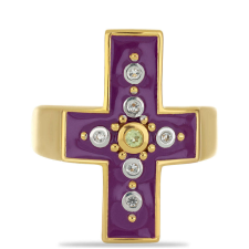  Arannyal Bevont Ezüst Gyűrű Tűzzománccal és Changbai Peridottal, Y52940/57 gyűrű