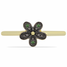 Arannyal Bevont Ezüst Gyűrű Zöld Gyémánttal, Y60801/54 gyűrű