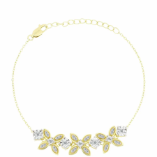  Arannyal Bevont Ezüst Karkötő Fehér Gyémánttal és Fehér Topázzal, Y63124 karkötő