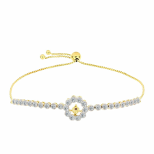  Arannyal Bevont Ezüst Karkötő Kognak Gyémánttal és Fehér Topázzal, Y61719 karkötő