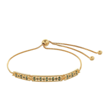 Arannyal Bevont Ezüst Karkötő Zöld Gyémánttal, PCY11259 karkötő