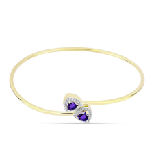  Arannyal Bevont Ezüst Karperec Marokkói Ametiszttel és Fehér Topázzal, Y62303 karkötő