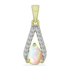  Arannyal Bevont Ezüst Medál Etiópiai Opállal és Fehér Topázzal, Y60635 medál