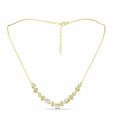  Arannyal Bevont Ezüst Nyaklánc Etiópiai Opállal és Fehér Topázzal, Y60481 nyaklánc