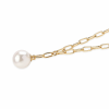  Arannyal Bevont Ezüst Nyaklánc Fehér Édesvízi Gyönggyel, ROS493